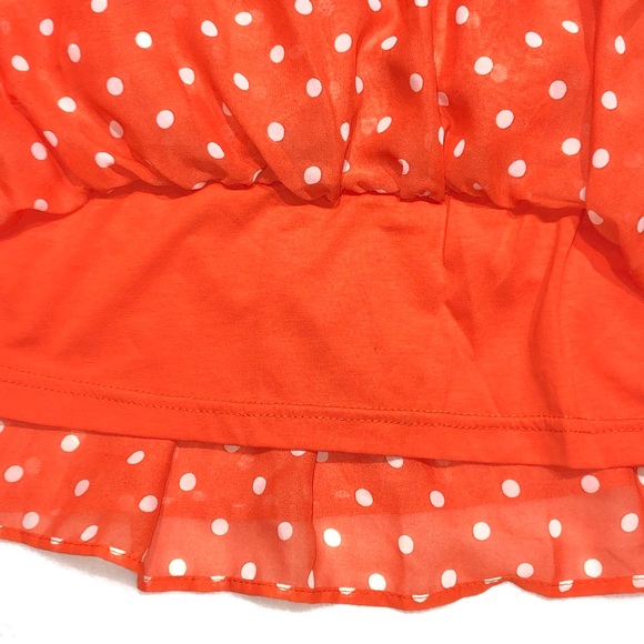Maurices Orange and White Polka Dot Print Ruffled Skirt - Picture 7 of 11